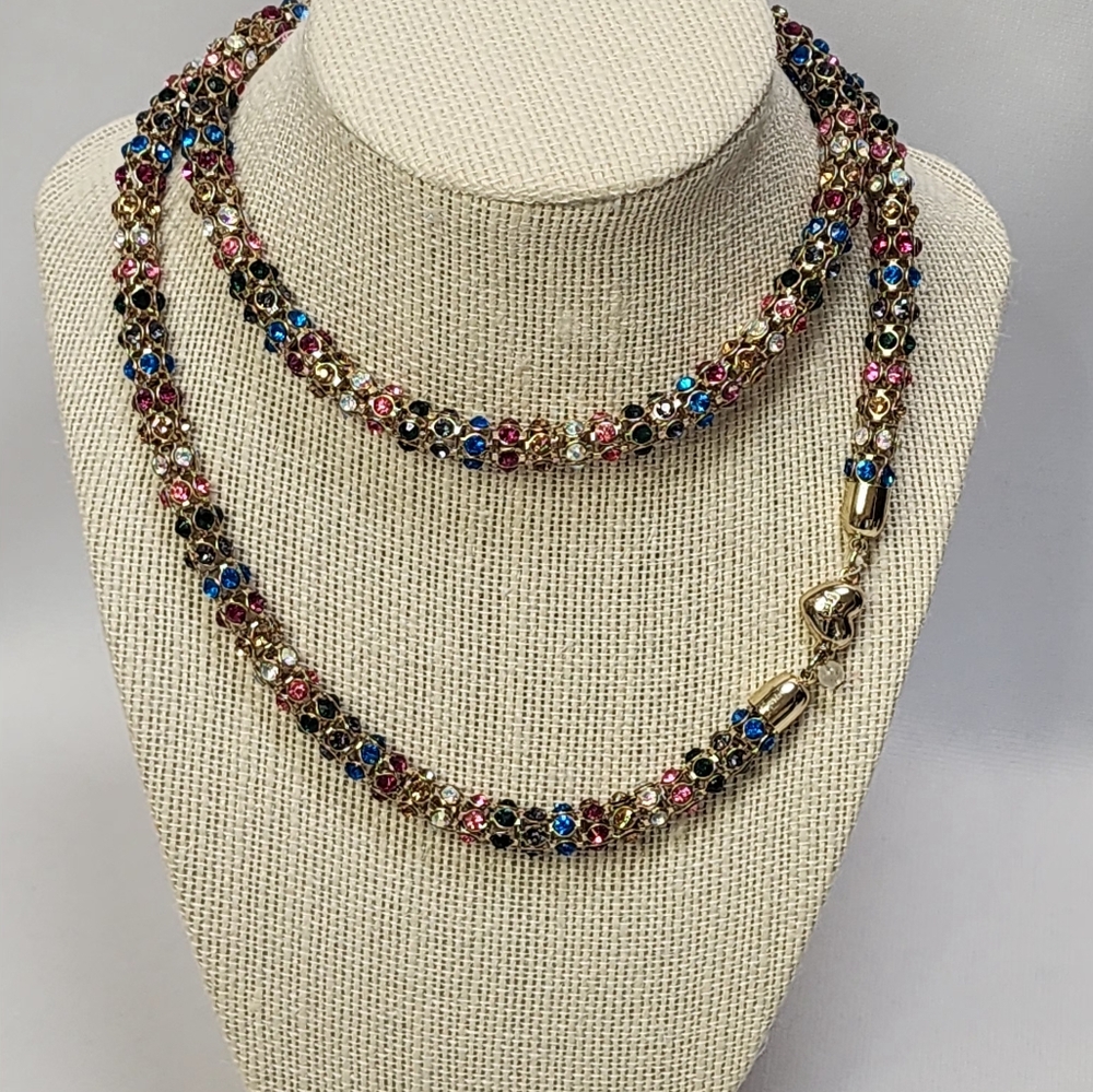 Betsey Johnson Pink and Blue Necklace Vibrant Beaded Design - Picture 4 of 14